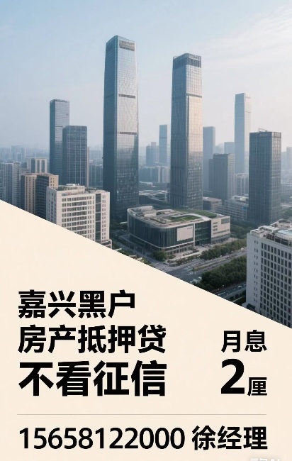🏦【嘉兴全市房产抵押贷】无视征信黑户！最高1000万，10年先息后本，月息2厘起！